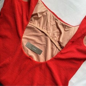 NWT J.Crew Textured Scoopneck One-Piece Swimsuit Venetian Red Size 22